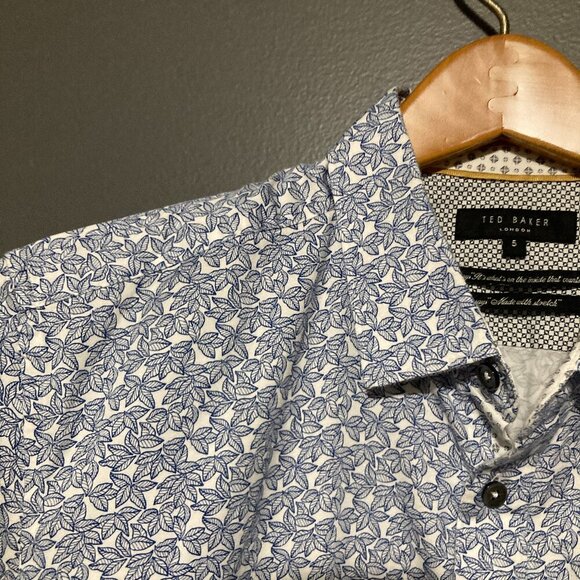 Ted Baker London Blue Patterned Men's Polo Shirt - Picture 2 of 8